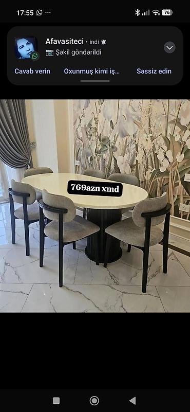Oval yemək masası və 4 ədəd stul dəsti - Masa forması: oval - Rəng