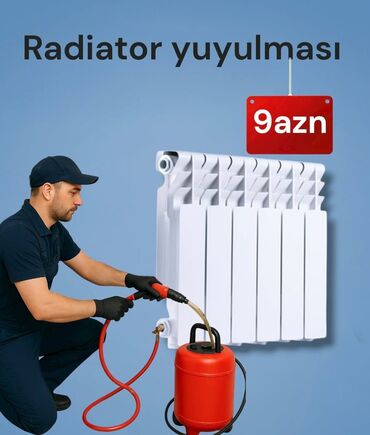 Digər xidmətlər: Xidmət: Radiator və kombi yuyulması - Radiatorların içərisində