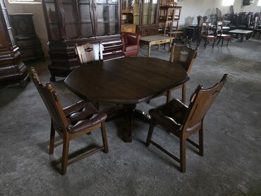 Setovi stolova i stolica: Trpezarijski set – masivni hrastov sto sa 4 stolice - Materijal: pun — 4