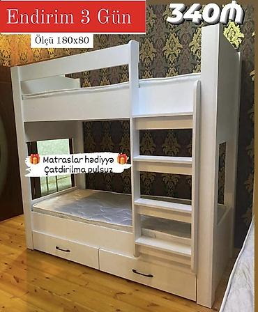 Ev və bağ: İki mərtəbəli uşaq çarpayısı – ağ rəng - Ölçü: 180x80 - Daxili — 1