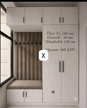 Dəhliz üçün çoxfunksiyalı qarderob-komplekt. Ölçülər: - En: 160 sm -