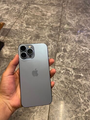оборудование для ремонта телефона: IPhone 13 Pro Max, Б/у, 256 ГБ, Голубой, Чехол, 77 %