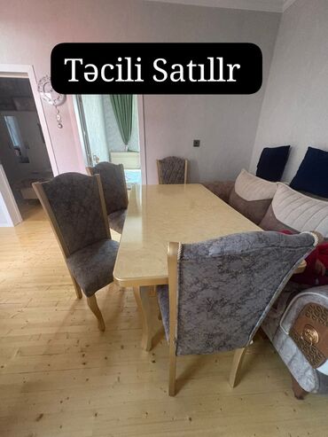 1 kq unun qiymeti: Qonaq otağı üçün, İşlənmiş, Açılmayan, Oval masa, 6 stul