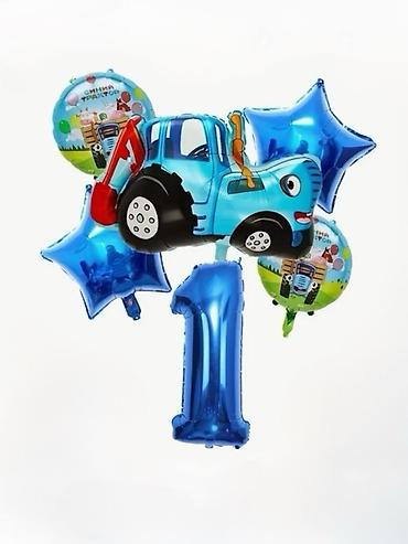 Воздушные шары и принадлежности: Набор фольгированных шаров для детского праздника «Синий трактор» + — 17
