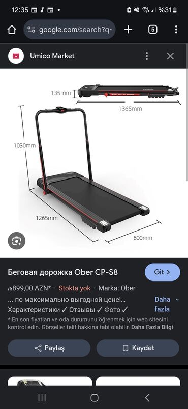 Qaçış trenajorları: Ober CP-S8 markalı qara rəngli qaçış trenajoru. Yığcam dizaynı evdə və