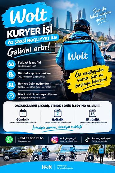 taksi is: Moto-kuryer tələb olunur, Ayda 2 dəfə ödəniş, Təcrübəsiz — 1
