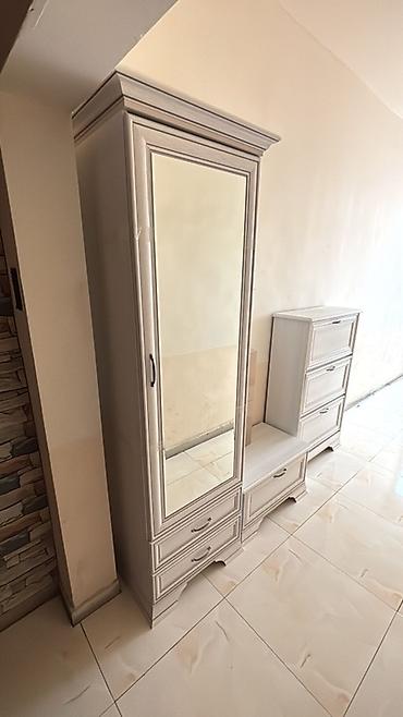 Mebel: İşlənmiş, 1 qapı, Güzgülü, Ağ, Açılan, Düz dolab — 1