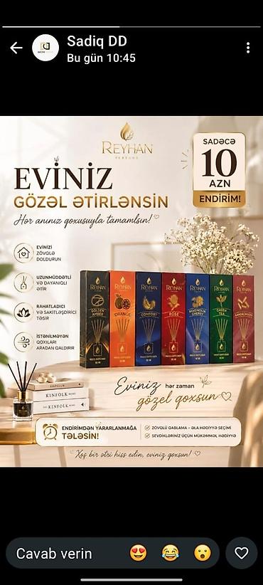 xengel yayan: Reyhan Perfume – Qamış diffuzor ev ətirləri Evinizi zövqlə — 1