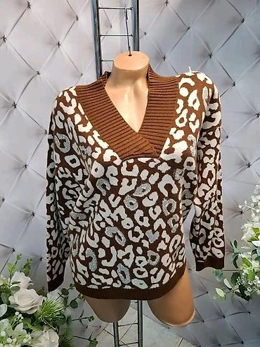 buzz: Ženski pleteni džemper sa atraktivnim leopard printom i elegantnim — 5
