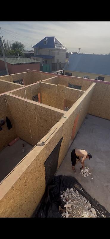 крыша кровля: Каркасно-панельный дом из SIP/OSB в процессе строительства. - Стены — 2