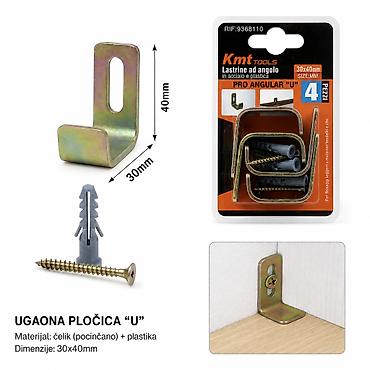 KMT U tip L dvoredni, ugaoni nosač – set 4 komada Opis: - Praktična