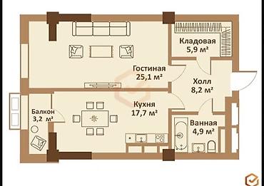 закрытый городок: 2 комнаты, 65 м², Элитка, 12 этаж — 2