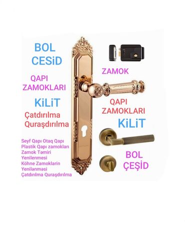 qapilari: Qapi zamoklari kilit satış temiri quraşdırılması Her növ qapı