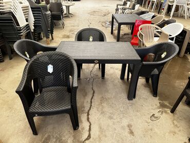 Bağ, çöl oturacaqları: Yeni, Dördbucaq masa, 4 stul, Açılan, Stullar ilə, Həsir toxunuşlu, Türkiyə