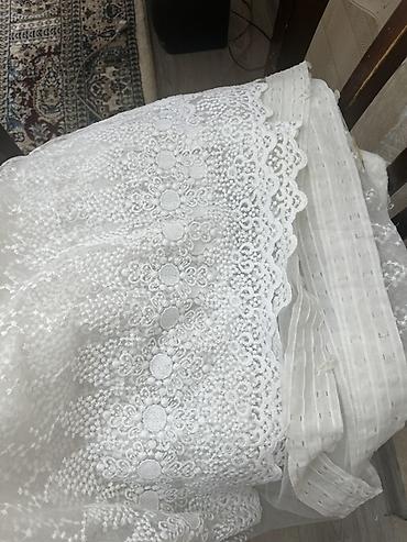 ipek parça: Ağ rəngli krujeva tül parçalar dəsti - Material: incə, şəffaf tül — 1