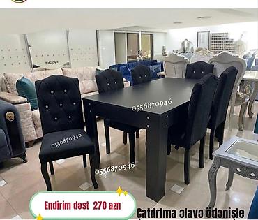 mekteb stullari: Qonaq otağı üçün, Yeni, Açılmayan, Dördbucaq masa, 6 stul — 3