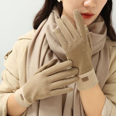 Другая женская одежда: Модные молодежные перчатки Мягкая замшевая ткань Сенсорные пальчики по