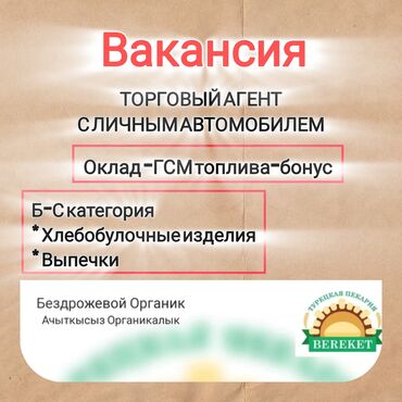 работа пластик: Соода агенти. Өз унаасы менен. 7-мкр