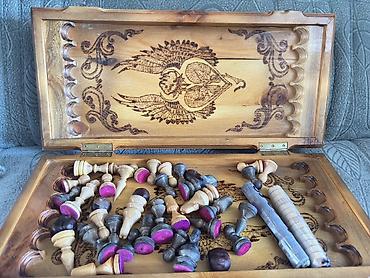 Шахматы: Резная деревянная шахматная доска-ларец Цена Договорная. - Материал — 7