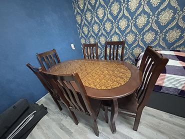 stuldan: Yemək otağı dəsti – oval masa və 6 ədəd stul satılır vəziyyəti əladır — 4
