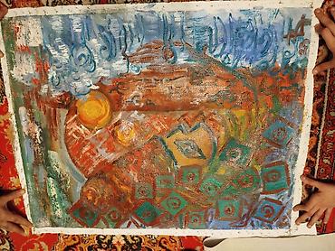 divarda fiqurlar: Məhsul: Abstrakt rəsm əsərləri toplusu (4 ədəd) Təsvir: - Orijinal əl — 1