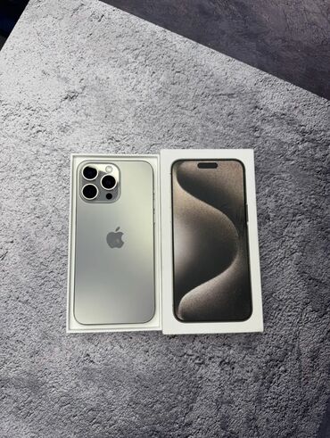 Apple iPhone: IPhone 15 Pro Max, Б/у, 256 ГБ, Natural Titanium, Защитное стекло, Чехол, Кабель, 88 %