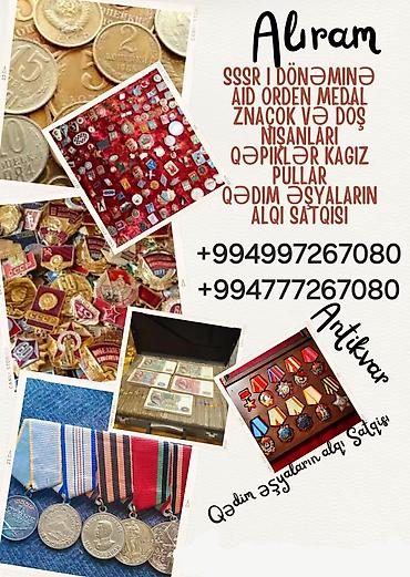 qedim pullar: Antikvar Əşyaların Alışı - SSRİ dövrünə aid orden və medallar - SSRİ — 2