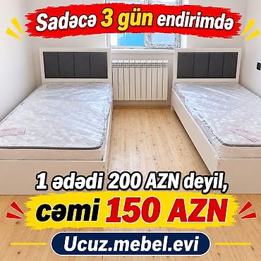 Ağ rəngdə tək nəfərlik çarpayı – yumşaq parça başlıq, praktik karkas