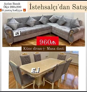 isdol usdul: Künc divan + masa dəsti - Künc divan: Açılan-bazalı model, ölçü — 1