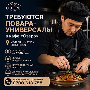 Вакансии: повара‑универсалы в кафе «Озеро» Локация: село Чон‑Орукту