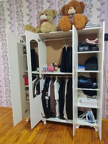 balta: Dörd qapılı ağ paltar şkafı - Material: laminat/MDF tipli ağ səth — 2