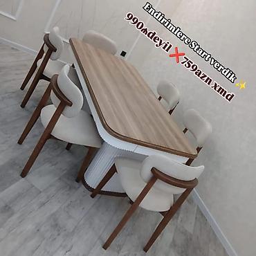 kuxna bebeli: Yemək otağı üçün modern masa–stul dəsti - Dəst: masa + 6 və ya 8 stul — 2