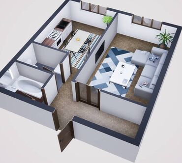 1 комната, 48 м², 6 этаж, ПСО (под самоотделку)