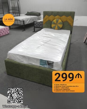 Masa və oturacaq dəstləri: Təknəfərlik çarpayı, Bazasız, Matras ilə, Siyirməsiz
