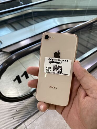 телефон каракол айфон: IPhone 8, Колдонулган, 64 ГБ, Алтын, 100 %