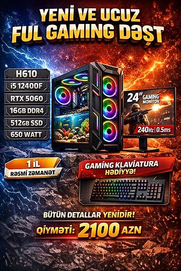 FULL GAMING DƏST Komplektasiya: - Anakart: H610 - Prosessor: Intel