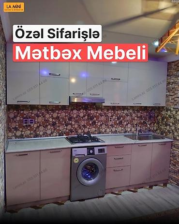 Мебель: Özəl sifarişlə hazırlanmış mətbəx mebeli - Fasad: parlaq, hamar — 1