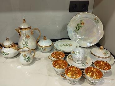 Çay dəsti, rəng - Ağ, Farfor, 6 nəfərlik, Almaniya
