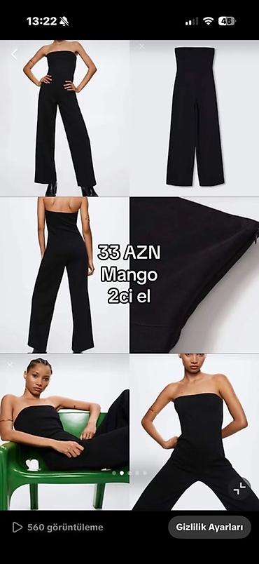 tulum paltar: Mango strapless kombinezon – qara rəngdə, geniş paça kəsimli. Üst — 1