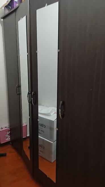 Mebel: İşlənmiş, 4 qapılı, Güzgülü, Qəhvəyi, Taxta, Açılan, Düz dolab — 5