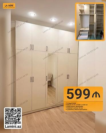 Dolablar: 5 qapılı paltar dolabı - Ölçülər: Dərinlik 47 sm × Hündürlük 260 sm × — 1