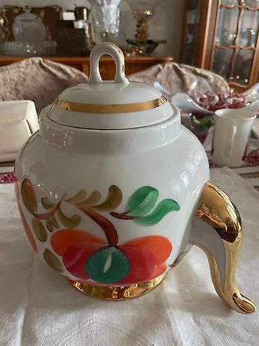 dəm qazı: Yeni, rəng - Qırmızı, Dəm caydanı, Farfor, 3 l, SSRİ — 4