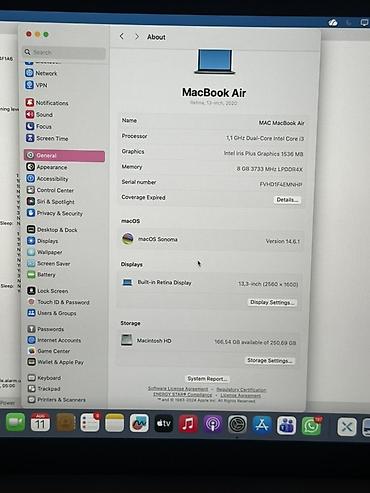 2.el macbook: Səliqəli istifadə olunmuş MacBook Air 13-inch (2020) satılır. İş — 6