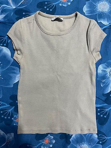 Qadın qısaqol triko t-shirt (2 ədəd set) - Rəng: açıq bej/boz