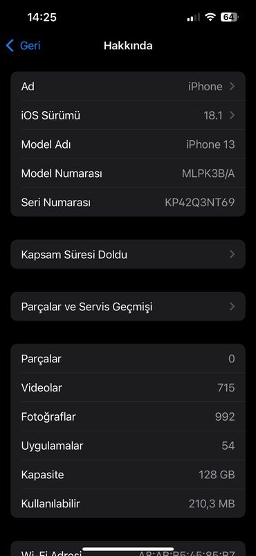 Apple iPhone: IPhone 13, 128 GB, Mavi, Sənədlərlə, Face ID, Simsiz şarj — 10