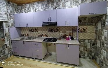 Sifarişlə mətbəx mebeli: Sifarişlə mətbəx dəsti, Özü çəkən petlələr, Sadə laminat, Kredit yoxdur, Pulsuz çatdırılma — 25