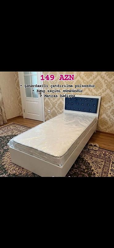 ağ masa: Tək nəfərlik müasir çarpayı – başlıqda yumşaq parça panellər, ağ — 3