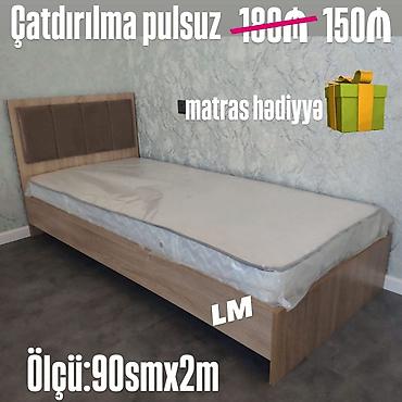 carpayllar: Tək nəfərlik taxta çarpayı - Ölçü: 90 sm x 2 m - Başlıq hissəsi — 1