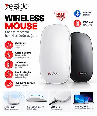 magic mouse: Yesido Wireless Mouse – səs-küysüz, rahat və hər iki əl üçün uyğun — 1