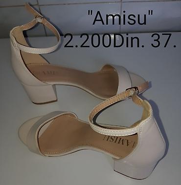 asos obuca: Amisu sandale – crne i svetlo bež boje elegantne, sa stabilnom blok — 6